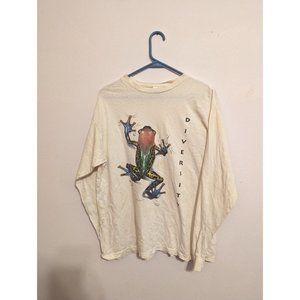 VTG 1994 Graphic Diversity Frog Long Sleeve Shirt L Single Stitch Tammy Schatz